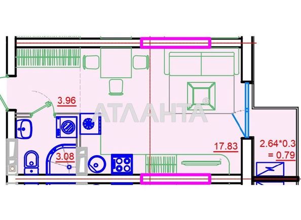 1-room apartment apartment by the address st. Primorskaya Suvorova (area 29,0 m2) - Atlanta.ua - photo 2