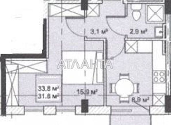 1-room apartment apartment by the address st. Bocharova gen (area 31,7 m2) - Atlanta.ua