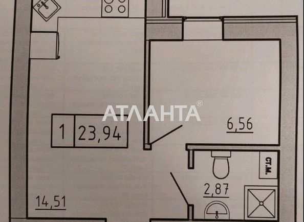 1-комнатная квартира по адресу ул. Спрейса (площадь 23,9 м²) - Atlanta.ua - фото 2
