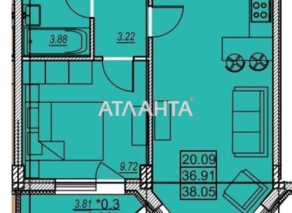 1-комнатная квартира по адресу ул. Заболотного ак. (площадь 38,0 м2) - Atlanta.ua