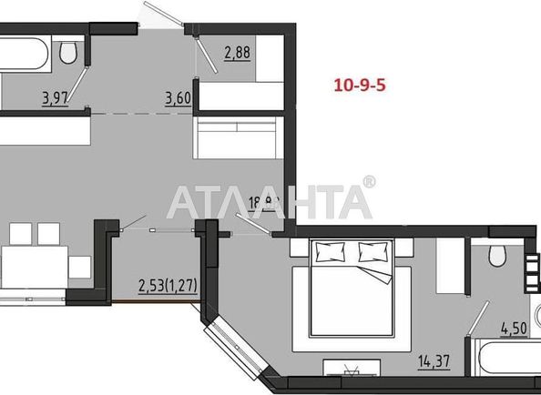 1-кімнатна квартира за адресою вул. Чехова (площа 49,5 м2) - Atlanta.ua - фото 2