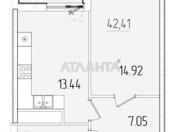 1-room apartment apartment by the address st. Krasnova (area 43,0 m2) - Atlanta.ua - photo 2