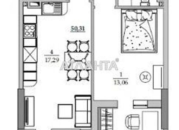 1-room apartment apartment by the address st. Sportivnaya (area 49,3 m2) - Atlanta.ua - photo 9