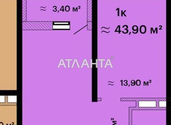 1-кімнатна квартира за адресою вул. Жаботинського (площа 43,9 м²) - Atlanta.ua - фото 3