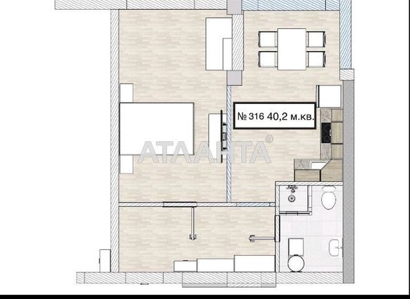 1-комнатная квартира по адресу ул. Цветаева ген. (площадь 40,2 м2) - Atlanta.ua - фото 7