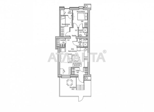 2-rooms apartment apartment by the address st. 7 km ovidiopolskoy dor (area 66,1 m2) - Atlanta.ua - photo 2