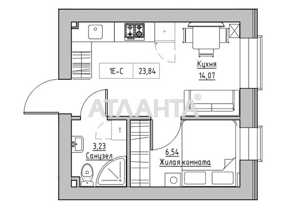 1-room apartment apartment by the address st. 7 km ovidiopolskoy dor (area 23,8 m2) - Atlanta.ua - photo 2