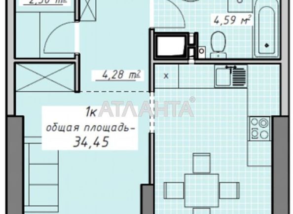 1-room apartment apartment by the address st. Kurortnyy per (area 34,5 m2) - Atlanta.ua - photo 2