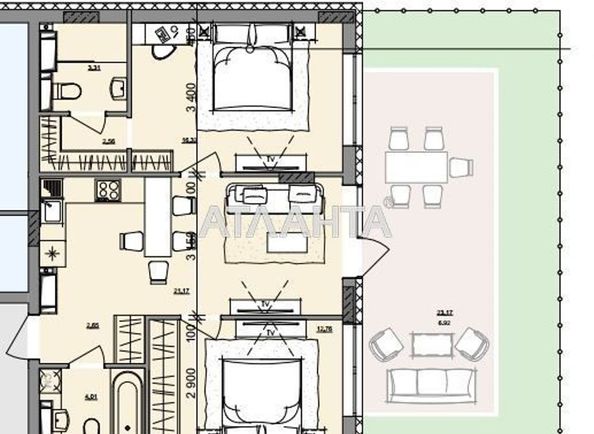 2-rooms apartment apartment by the address st. Bocharova gen (area 69,7 m2) - Atlanta.ua - photo 3