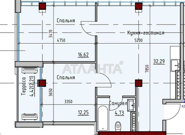 1-room apartment apartment by the address st. Primorskaya Suvorova (area 68,5 m2) - Atlanta.ua
