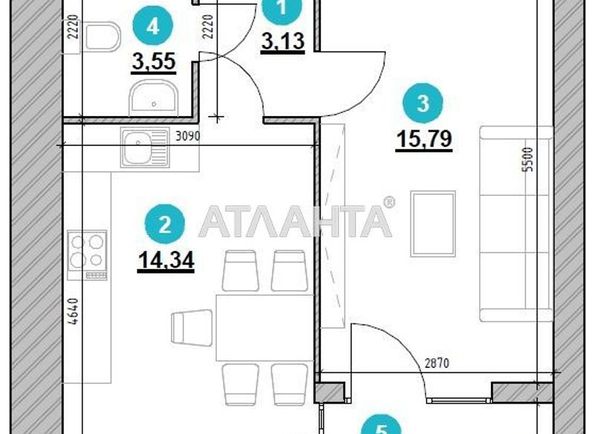 1-room apartment apartment by the address st. Geroev Maydana (area 40,1 m2) - Atlanta.ua - photo 8