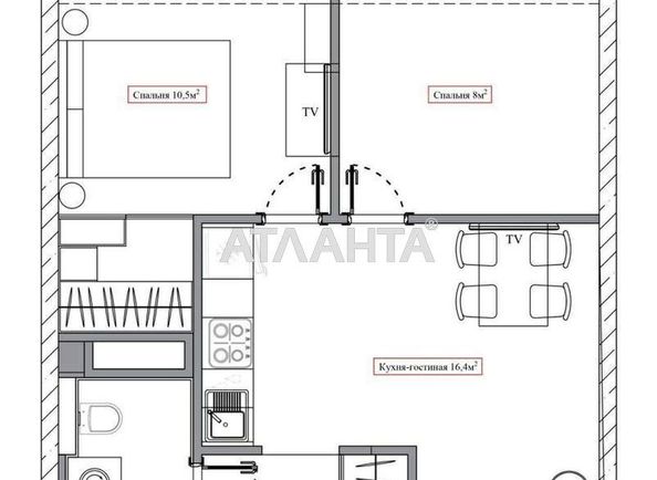 1-room apartment apartment by the address st. Zhemchuzhnaya (area 44,3 m2) - Atlanta.ua - photo 4