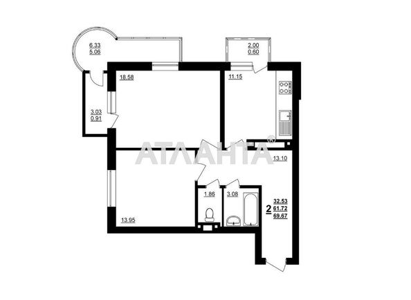 2-rooms apartment apartment by the address st. Dnepropetr dor Semena Paliya (area 70,0 m2) - Atlanta.ua