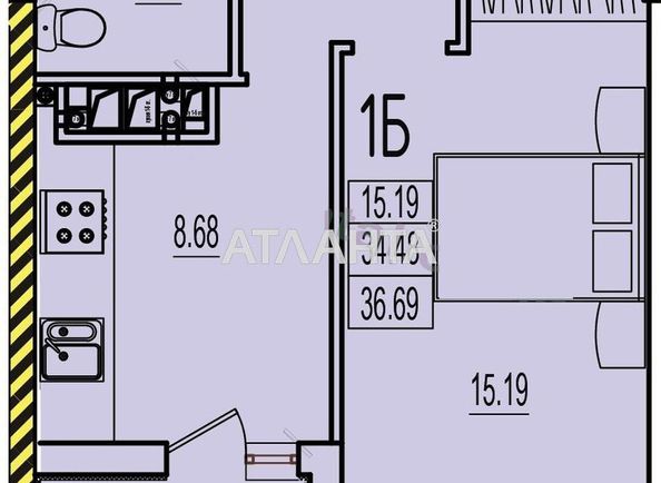1-room apartment apartment by the address st. Stroitelnaya (area 39,0 m2) - Atlanta.ua - photo 3