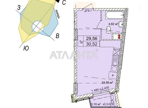 1-комнатная квартира по адресу ул. Чубаевская (площадь 30,5 м²) - Atlanta.ua - фото 2