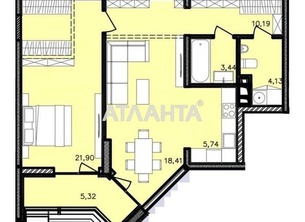 2-rooms apartment apartment by the address st. Franko Ivana (area 66,6 m2) - Atlanta.ua