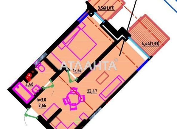 1-комнатная квартира по адресу Фонтанская дор. (площадь 25,4 м2) - Atlanta.ua - фото 7