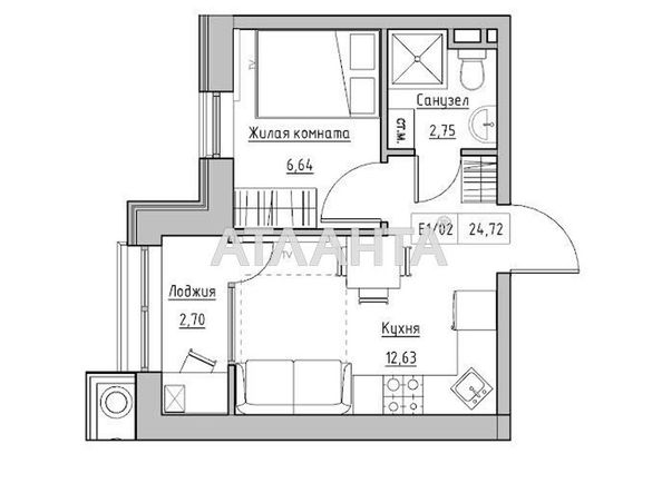 1-room apartment apartment by the address st. Spreysa (area 25,0 m2) - Atlanta.ua - photo 2