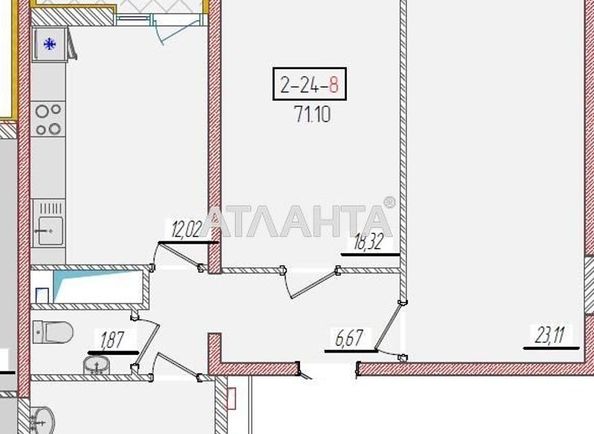 2-кімнатна квартира за адресою вул. Краснова (площа 71,1 м²) - Atlanta.ua - фото 4