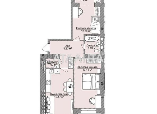 2-rooms apartment apartment by the address st. Dnepropetr dor Semena Paliya (area 76,3 m2) - Atlanta.ua - photo 2