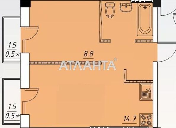 1-room apartment apartment by the address st. Inglezi 25 chapaevskoy div (area 31,1 m2) - Atlanta.ua - photo 2