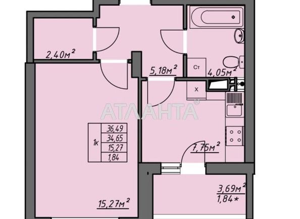 1-room apartment apartment by the address st. Vorobeva ak (area 36,7 m2) - Atlanta.ua - photo 8
