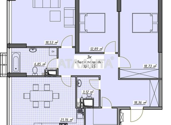 3-rooms apartment apartment by the address st. Kurortnyy per (area 104,7 m2) - Atlanta.ua - photo 6