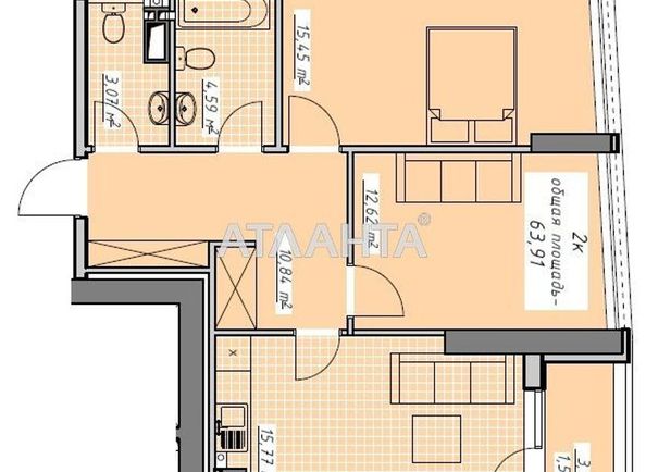 2-rooms apartment apartment by the address st. Kurortnyy per (area 63,7 m2) - Atlanta.ua - photo 6