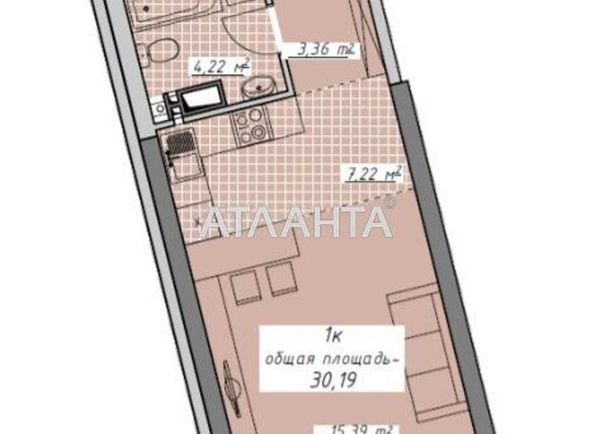 1-room apartment apartment by the address st. Kurortnyy per (area 30,2 m2) - Atlanta.ua