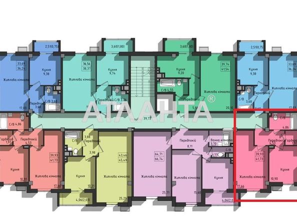 1-комнатная квартира по адресу ул. Космонавтов (площадь 41,7 м²) - Atlanta.ua