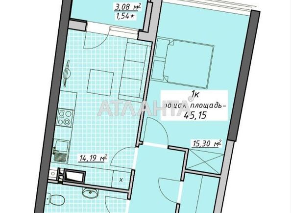 1-комнатная квартира по адресу Курортный пер. (площадь 45,2 м²) - Atlanta.ua - фото 2