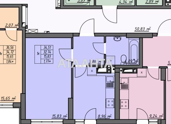 1-комнатная квартира по адресу ул. Воробьева ак. (площадь 34,5 м²) - Atlanta.ua