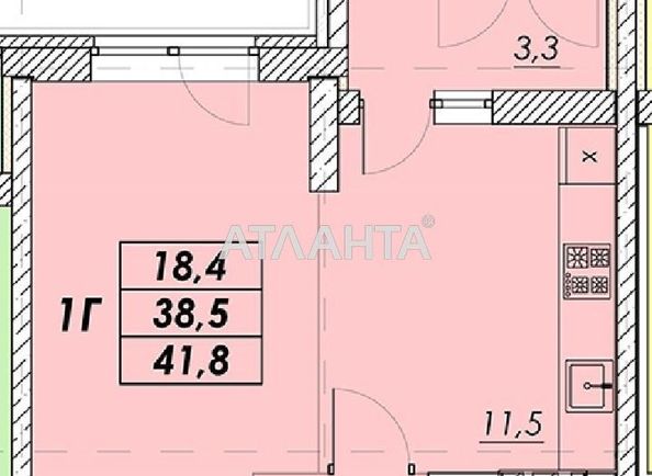 1-room apartment apartment by the address st. Prokhorovskaya Khvorostina (area 41,8 m2) - Atlanta.ua