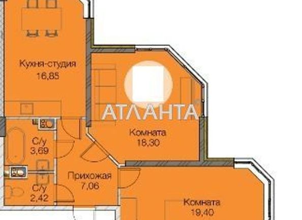 2-комнатная квартира по адресу ул. Паустовского (площадь 69,3 м²) - Atlanta.ua - фото 2
