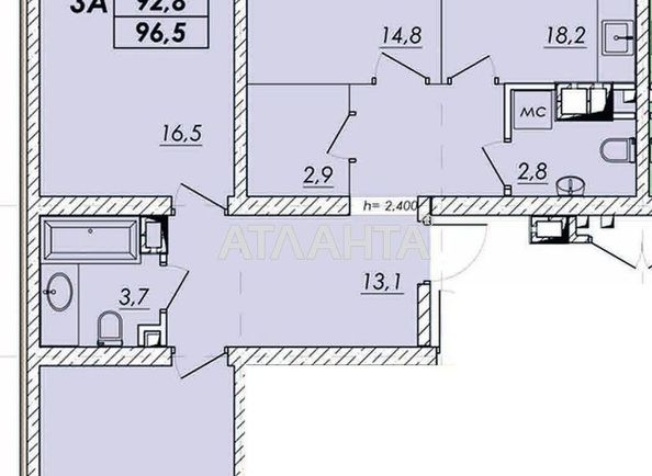 3-rooms apartment apartment by the address st. Prokhorovskaya Khvorostina (area 91,2 m²) - Atlanta.ua - photo 2