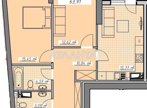 2-комнатная квартира по адресу Курортный пер. (площадь 64,0 м2) - Atlanta.ua - фото 2