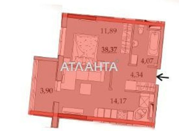 1-комнатная квартира по адресу ул. Спортивная (площадь 38,3 м2) - Atlanta.ua - фото 15