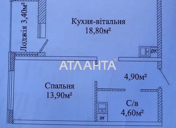 1-комнатная квартира по адресу ул. Жаботинского (площадь 44 м²) - Atlanta.ua - фото 2