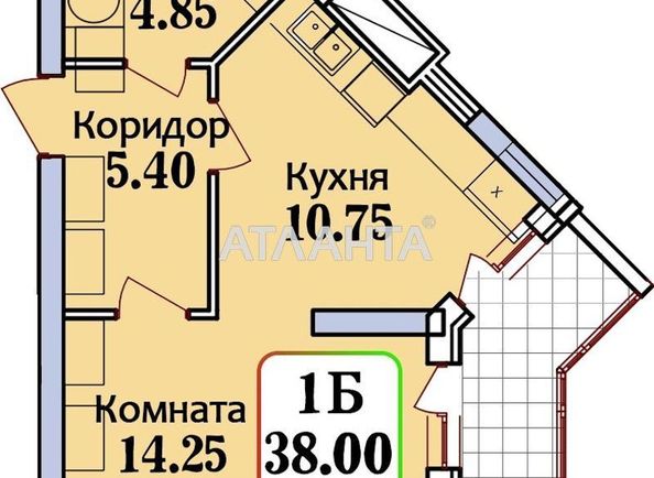 1-room apartment apartment by the address st. Geroev Krut Tereshkovoy (area 38,0 m2) - Atlanta.ua - photo 8