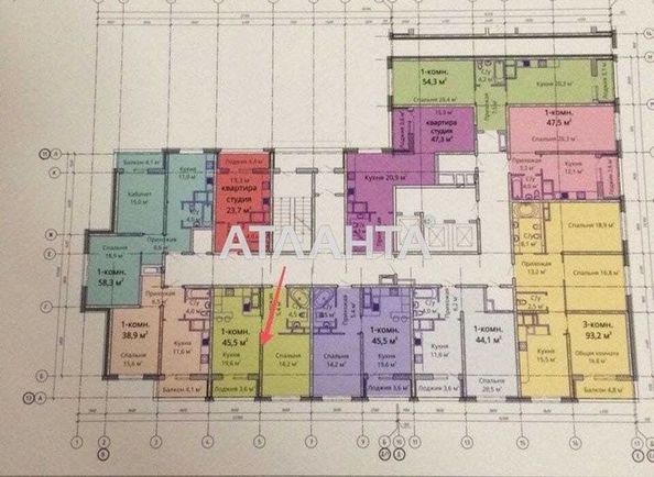 1-комнатная квартира по адресу ул. Варненская (площадь 47,7 м2) - Atlanta.ua
