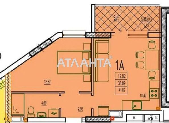 1-room apartment apartment by the address st. Fontanskaya dor Perekopskoy Divizii (area 41,8 m2) - Atlanta.ua - photo 2