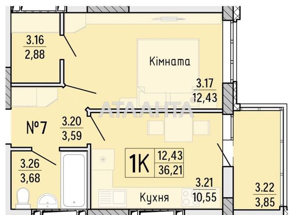 1-room apartment apartment by the address st. Profsoyuznaya (area 36,2 m2) - Atlanta.ua - photo 10