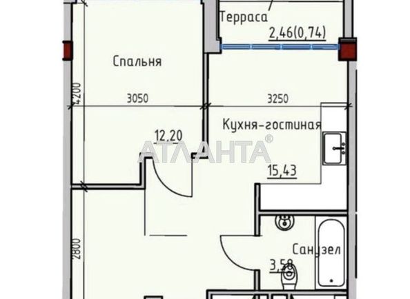 1-комнатная квартира по адресу ул. Софиевская (площадь 40,5 м2) - Atlanta.ua - фото 2