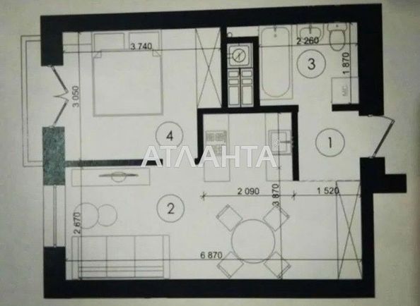 1-кімнатна квартира за адресою вул. Чехова (площа 38,0 м2) - Atlanta.ua - фото 4