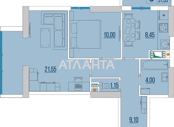 2-комнатная квартира по адресу ул. Бугаевская (площадь 58,1 м²) - Atlanta.ua