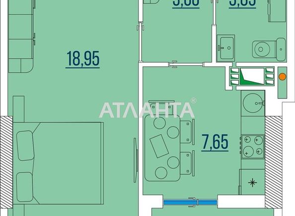 1-room apartment apartment by the address st. Bugaevskaya Instrumentalnaya (area 36,9 m2) - Atlanta.ua - photo 2