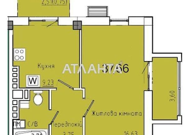 1-кімнатна квартира за адресою вул. Космонавтів (площа 39,8 м2) - Atlanta.ua