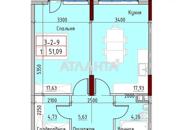 1-комнатная квартира по адресу Маячный пер. (площадь 52,8 м²) - Atlanta.ua - фото 4