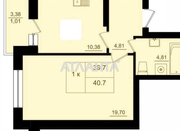 1-комнатная квартира по адресу ул. Чехова (площадь 40,7 м2) - Atlanta.ua - фото 3