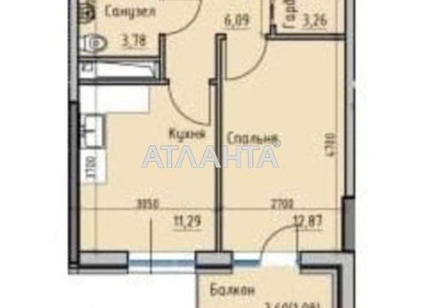 1-room apartment apartment by the address st. Radostnaya (area 38,4 m2) - Atlanta.ua - photo 2